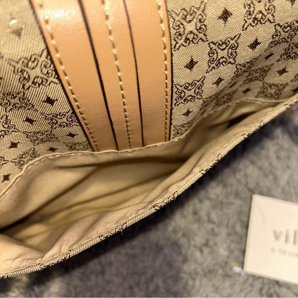 NWT LIZ CLAIBORNE VILLAGER Khaki Patterned Handbag Purse - Picture 8 of 8